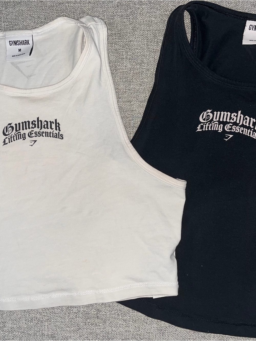 Gymshark White & Black Cropped Racerback Tanks